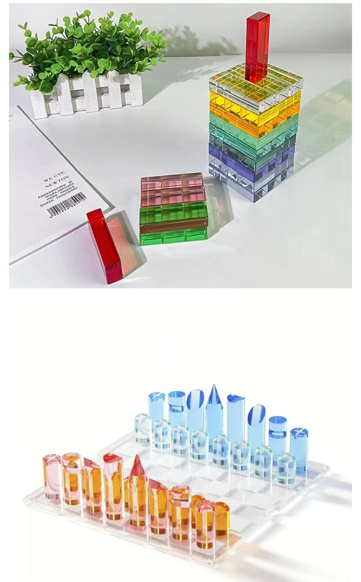 Colorful Customized Acrylic Translucent Blocks Chess Box Game Box