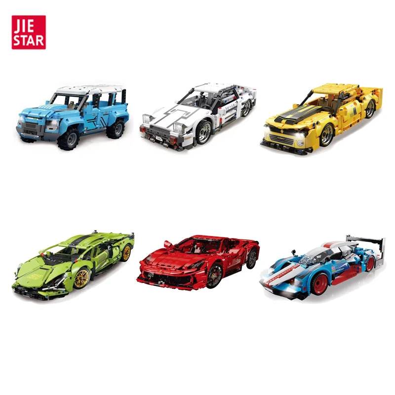 Jiestar Toys DIY Racing Sports Car Model Building Construction Set Toy Educational Building Block Brick DIY Children Toy Car Wholesale Kids Plastic Toy